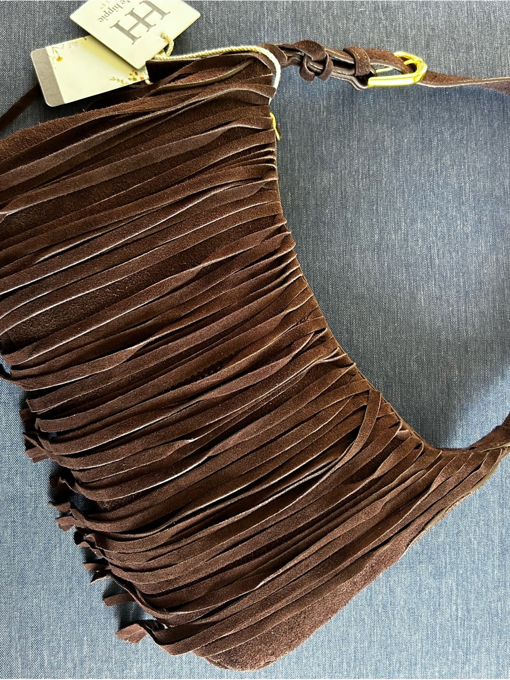 Haute Hippie Rich Brown Suede Fringe Shoulder Bag - Picture 6 of 9